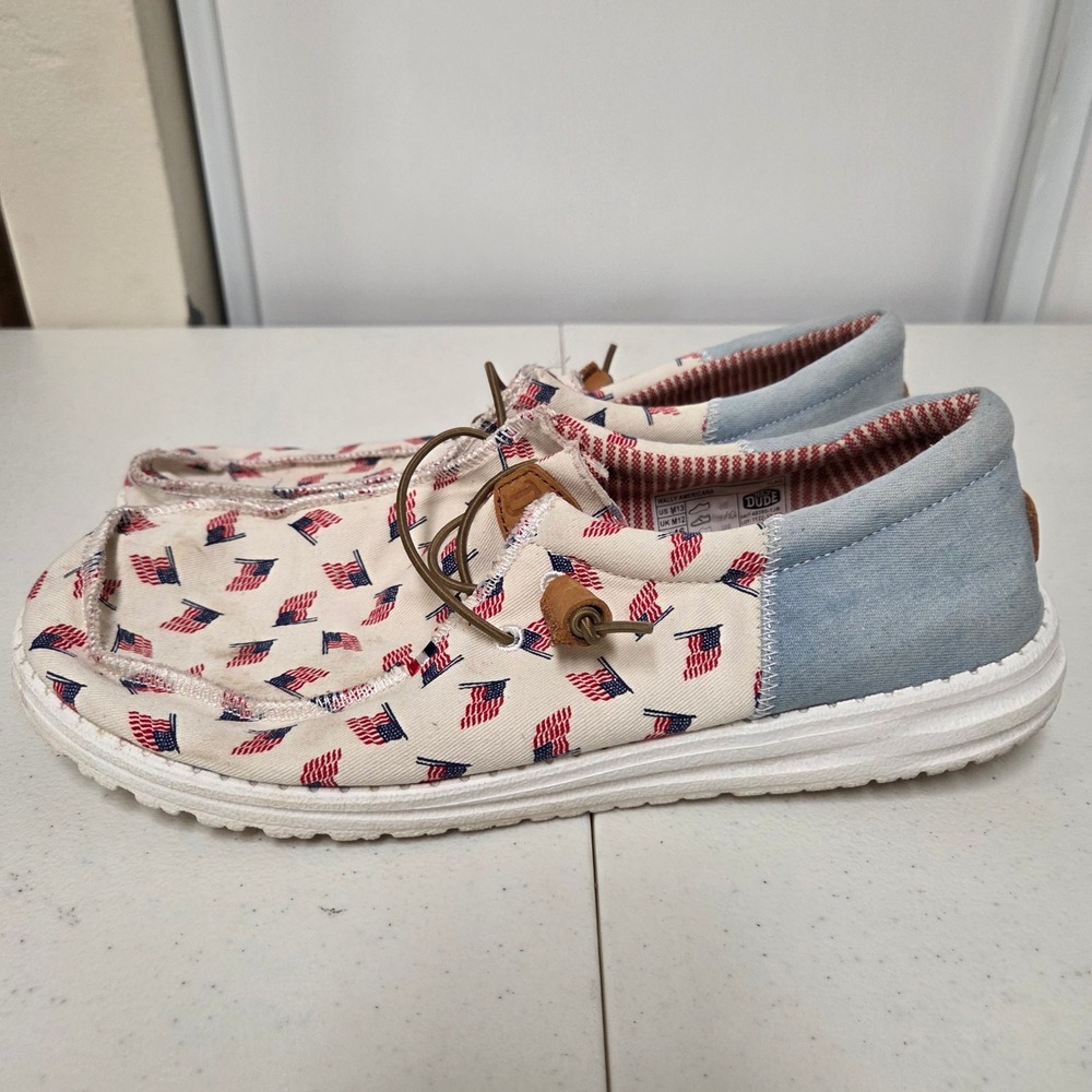 Hey Dude Wally Americana Flag Mens Size 13 US Patriotic Slip On Shoes 40395-1JR
